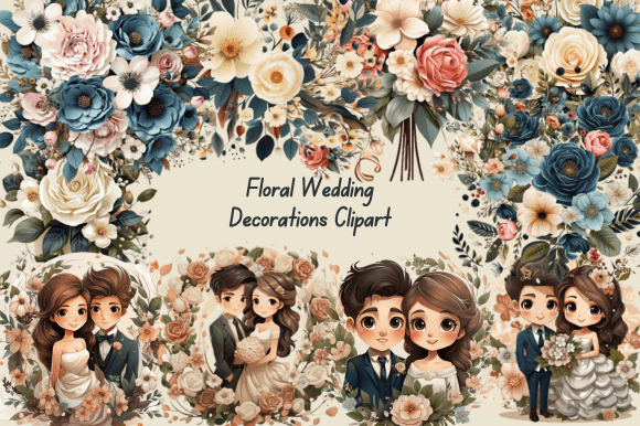 Beautiful Floral Wedding Clipart for Creative Projects
