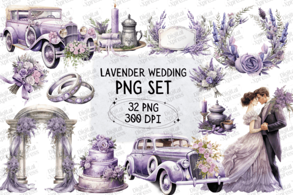 Designing with Soft Elegance: The Lavender Wedding Clipart Set