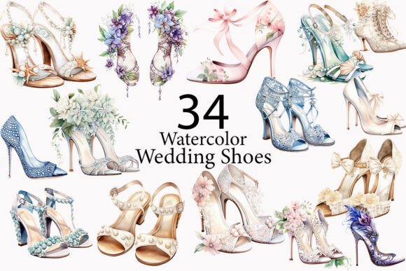 Effortless Elegance: Styling with Watercolor Wedding Shoes Clipart
