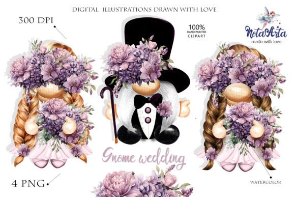 Enchanting Gnome Wedding Bliss Watercolor for Whimsical Designs