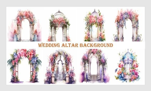 Enchanting Watercolor Wedding Altar Backgrounds for Your Designs