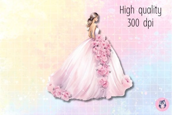 Enchanting Watercolor Wedding Dress & Spring Flower Design