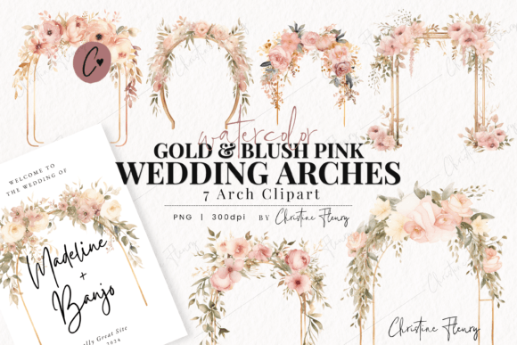 Infuse Romance: Using Gold & Blush Watercolor Wedding Arches
