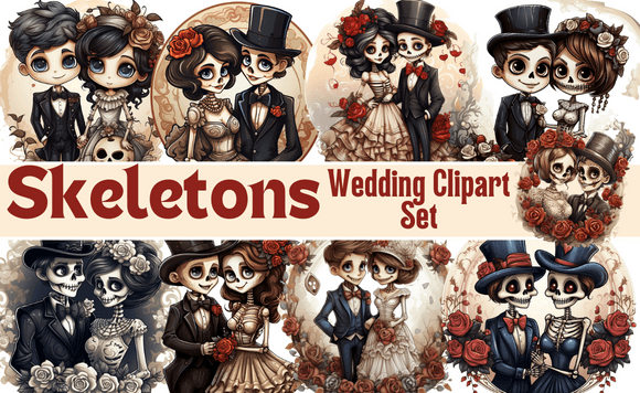 Skeletons Wedding Clipart Set: A Playful Twist for Creative Projects