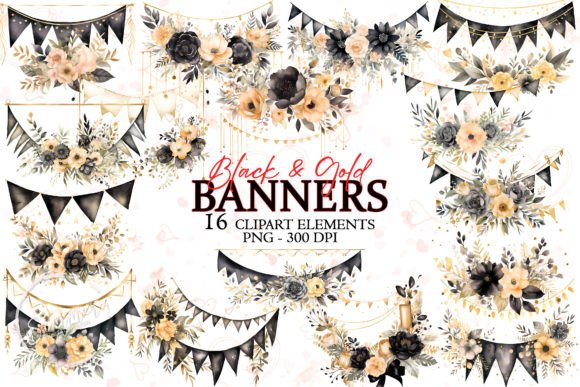 Timeless Elegance: Designing with Black and Gold Watercolor Banners