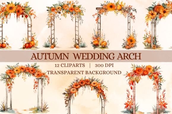 Warm Hues and Wedding Views: Autumn Arch Clipart