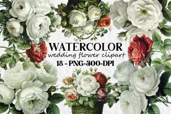 Watercolor Cute Wedding Flower Clipart: Soft Floral Graphics