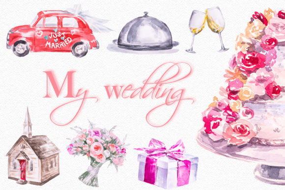Watercolor My Wedding Clipart Set: Your Design Toolkit
