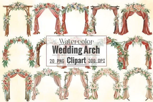 Watercolor Wedding Arch Clipart: 20 Designs for Your Creative Projects