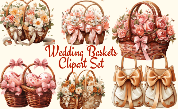 Wedding Baskets Clipart Set: Your Design Toolkit