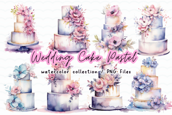 Wedding Cake Pastel Watercolor Clipart: A Sweet Design Asset