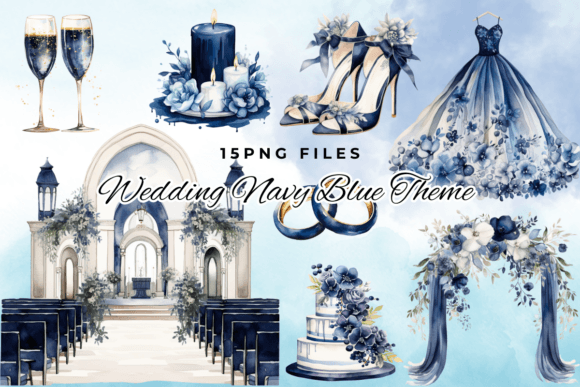 Wedding Navy Blue Watercolor Sublimation: Your Next Design Asset