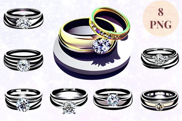 Wedding Ring 62 Clipart PNG: High-Res Digital Design Assets